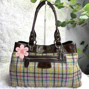 Coach 2010 Penelope Tattersall Plaid Wood Satchel F15456